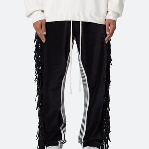 mnml Fringe Velour Sweatpants - Black Size MBlack / M